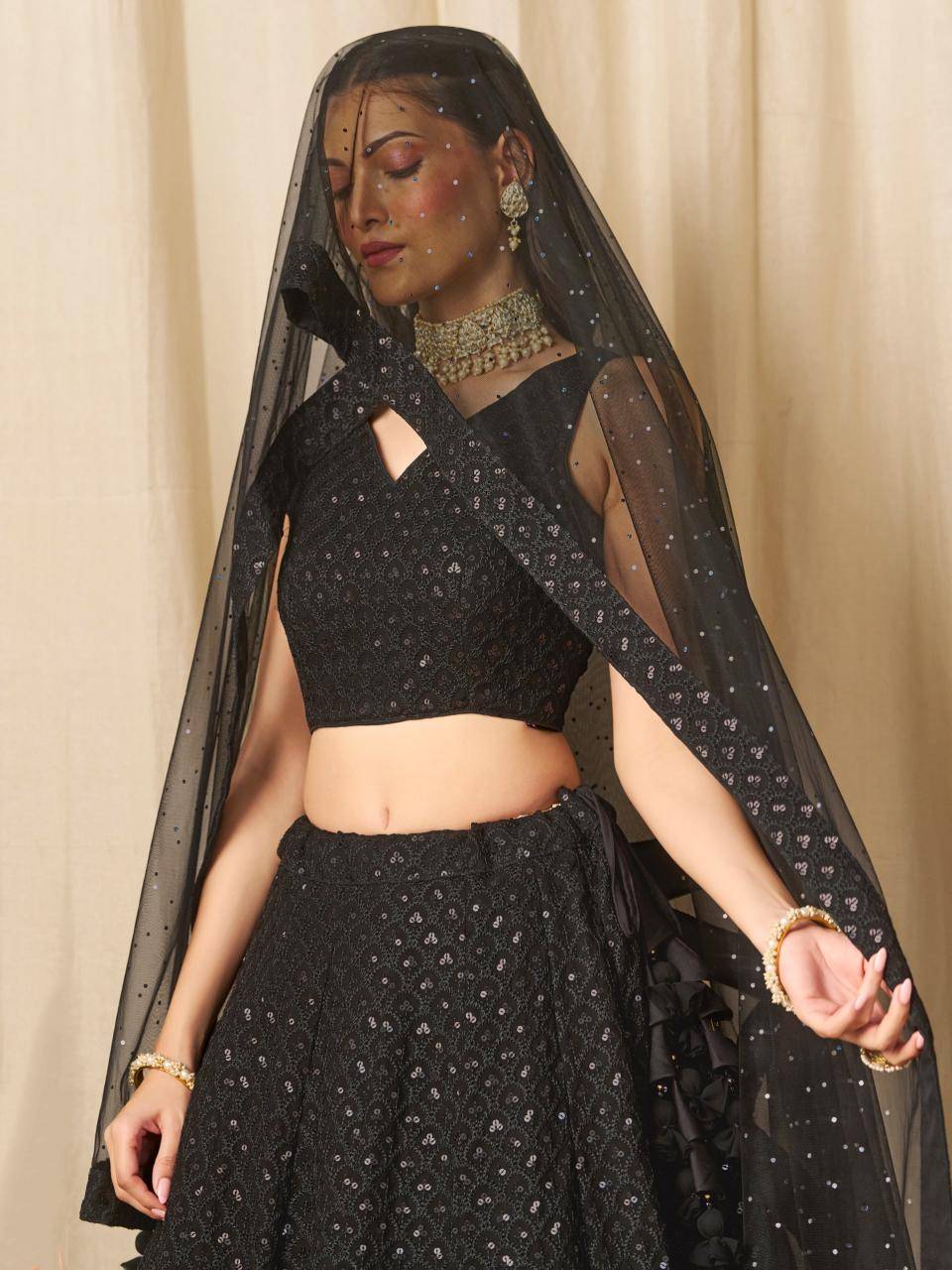 Florance vol 1 Georgette Black Affordable lehenga choli in bulk